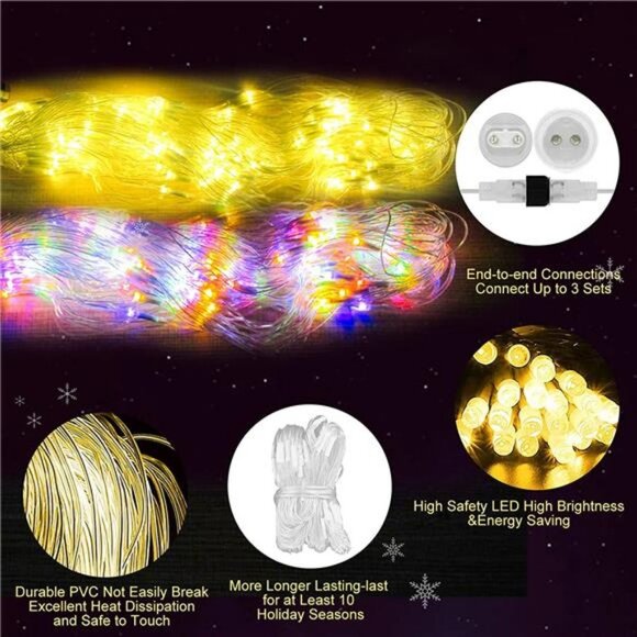 200 LED Net Christmas Lights Outdoor 6.5FT✖9.8FT LED Christmas String Lights - Picture 4 of 6